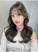 グレージュロング暗めカラー韓国ヘア顔周りレイヤー_F20868