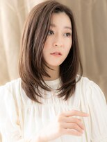 カバーヘア ブリス 川口(COVER HAIR bliss)&nbsp;ココアグレージュ小顔かきあげミディアムレイヤーY川口30代40代