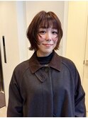 ボブレイヤー オレンジブラウンカラー 外ハネボブ レイヤーボブ