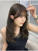 レイヤーカット/透明感カラー/顔周りカット/韓国ヘア