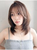 美髪前髪ワンホンレイヤーエアリーカール艶感くせ毛風カール