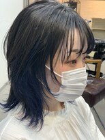 メル(Mel) Mel発☆インナーブルー☆ネオウルフ☆外ハネ☆ネビージュ☆