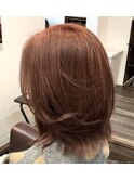 ボブ顔周りレイヤー/暖色系カラー