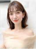ホワイトグレージュミニウルフデジタルパーマチェリーブラウン