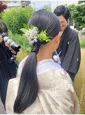 生花タイトポニーテール
