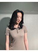 レイヤーカット×黒髪×前髪なしレイヤーカット