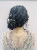 くしゅっとサイドアップ/MIX巻き/ゆるふわ/結婚式/大人可愛い