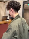 ツーブロック ツイストスパイラルパーマ  ブラウンカラー 20代