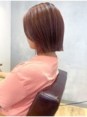 【吉田江梨】暖色ボブコーラルオレンジブラウンデザインカラー