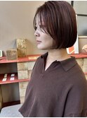 20代30代40台大人美人小顔ブリーチなしブラウンレイヤーボブ