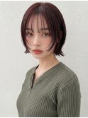 垢抜けくびれボブ/外ハネボブ/カシスレッド/顔周りレイヤーp志木