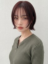 カバーヘア ブリス 志木南口駅前店(COVER HAIR bliss)&nbsp;垢抜けくびれボブ/外ハネボブ/カシスレッド/顔周りレイヤーp志木