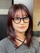 ナループロアポンテ(Nalu pu loa PONTE)&nbsp;ミディアムレイヤーハッシュレイヤー2wayバングレッドカラー