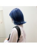 サファイアブルー×切りっぱなしボブ
