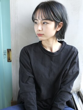 バース(BIRTH) 天神【BIRTH】くすみブルー×うぶバング外ハネミニボブ 3