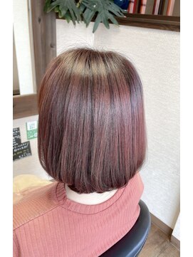 ヘアーズ はれるや(hair's) 大人可愛いミニボブ暖色カラー艶カラーナチュラル結べるボブ
