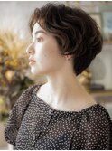 かきあげ前髪センターパート小顔ボブパーマa上尾20代30代40代