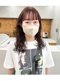 パーマ　ミディアムパーマ　スパイラルパーマ　前髪