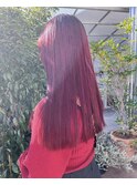 チェリーピンクカラー/ピンクレッド/ロングヘアー