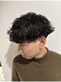 波巻きパーママッシュツーブロックメンズカットパーマ