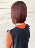 タイトなショートボブ/レッドオレンジ