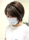 くびれショートボブ40代50代グレイカラー白髪染め白髪ぼかし