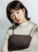 20代30代40代大人ひし形外ハネミディアムボブ×小顔前髪あり
