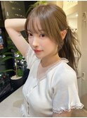 髪質改善＊ベージュブラウンポニーテール＊美髪【Zina南船橋】