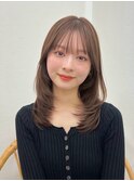 小顔に見せるヘア/オリーブグレー/ココアベージュ/レイヤー