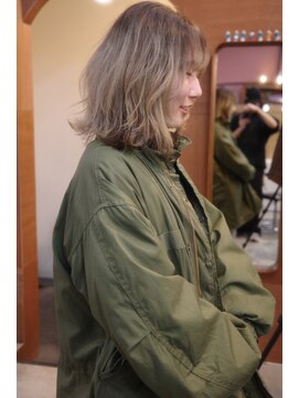 チャプター 問屋町(chapter) 髪質改善ミルクティベージュ外はねボブケアブリーチダブルカラー