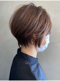 大人可愛い20代30代40代黒髪前下がりショートボブ丸みショート