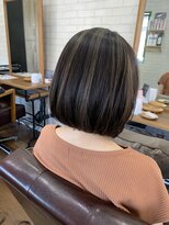 ライフ 忍ケ丘店(Lyfe)&nbsp;大人ボブマロンベージュハイライトAラインボブかきあげロング_58