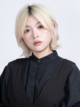 デイジー インデックスヘア 大島店(DAISY index hair) ハイトーンウルフボブホワイトブロンドブリーチ&ダブルカラー