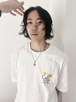 =メンズボブ/フェザーパーマ／MEN’S HAIR/ブルーブラック