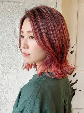 エノア 東京(ENORE) 赤ハイライト/バレイヤージュ/シャドウルーツ/インナーカラー