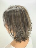 20代30代大人カッコいい/ウルフボブ/アッシュグレージュ/外ハネ
