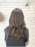 ハイライト グレージュ セミロング