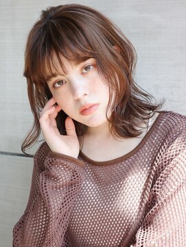 レクタ(RECTA) 前髪パーマ切りっぱなしボブミディアムアッシュベージュ4