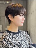 30代40代50代/丸みショート/クビレ/前髪あり/黒髪/表参道