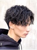 微分け縦落ちパーマツイストスパイラルパーマ