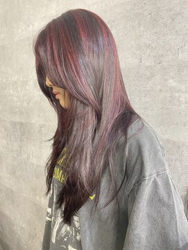 アジールヘア 北千住駅西口店(agir hair) レッドダブルカラーデザインカラーブリーチカラー