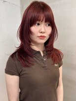天神美容室&nbsp;【KASUMI天神美容室】ハイトーン×海外レイヤー×カシスレッド