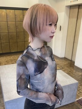 ヘアーアイスカルテット(HAIR ICI QUARTET) ダブルカラーケアブリーチベージュピンクボブミニウルフリタッチ