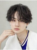 熊本シャドウパーマ メンズヘア センターパート 波巻き