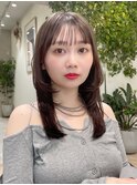 小顔黒髪ミディアム暗めカラー
