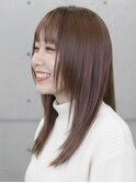 ロング ストレート 顔まわりレイヤー ハッシュカット 韓国風