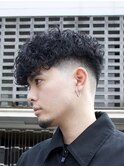 渋谷スペインカールメンズパーマフリンジカットテーパーフェード