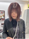 【Look at】20代30代40代ピンクベージュ切りっぱなし外ハネボブ