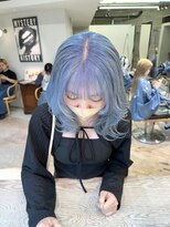 ヲタク(wotaku.)&nbsp;ペールブルー水色カラーハイトーンケアブリーチダブルカラー前髪