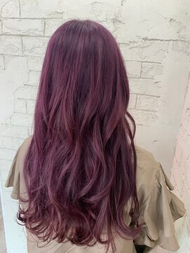 アジールヘア 所沢プロペ通り店(agir hair) ピンクバイオレットケアブリーチワンレンカット小顔レイヤー所沢